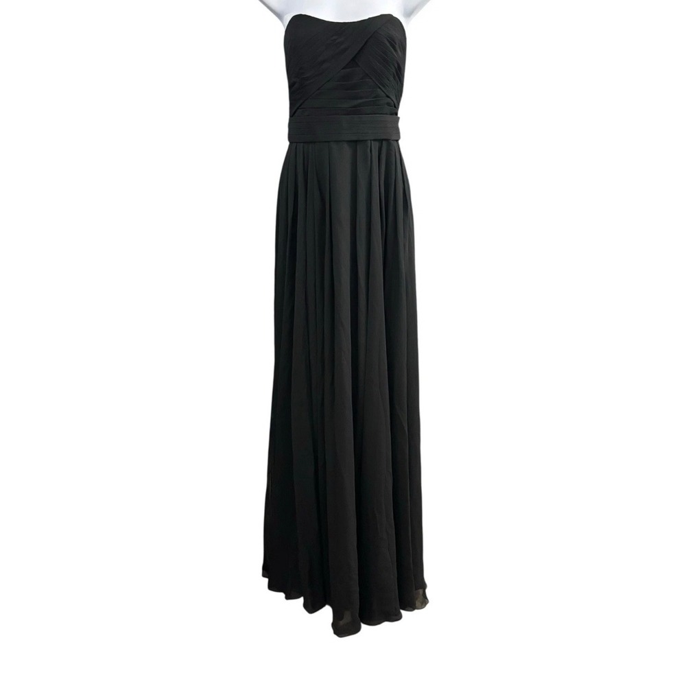 Strapless Black Prom Gown with Ruched Bodice - Picture 2 of 10